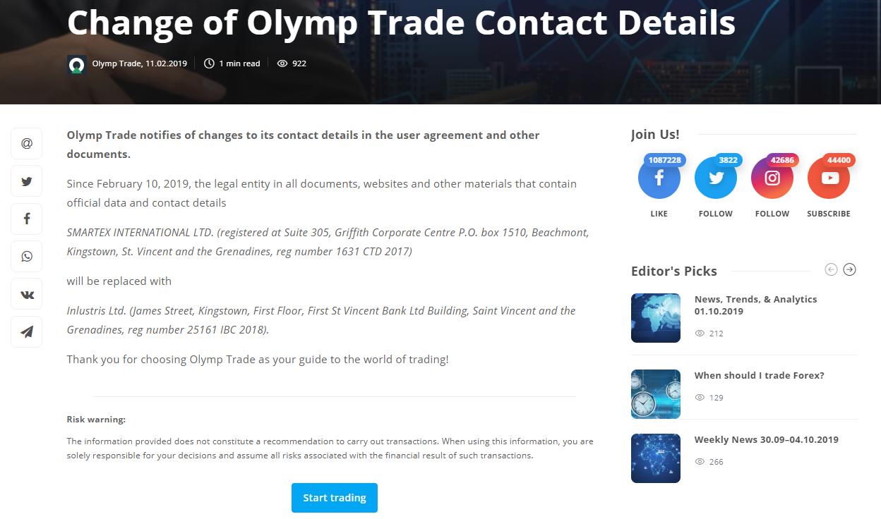 OlympTrade Regulation and Security
